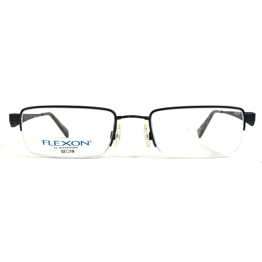 Flexon by Marchon Eyeglasses Frames 455 BLUE SUEDE Rectangle Half Rim 52-19-140